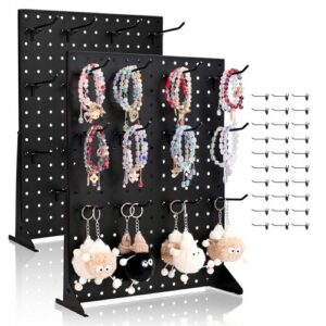 VEVOR 2 PCS Expositor de Tablero Perforado de 440 x 330 x 114 mm con 30 Ganchos, Expositor Vertical de Escritorio de Acero Laminado en Frío Grueso para Supermercados, Tiendas y Joyerías, Negro