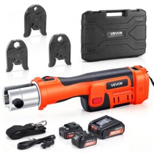 VEVOR Herramienta de Prensado de Tuberías 32 kN 18 V, Juego de Herramientas de Prensado para Tubos con Mordazas M15 M22 M28 Perfil M, Prensadora Inalámbrica para Fontanería Incluye Baterías Cargador