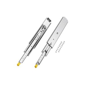 VEVOR 1 Par de Correderas Dobles para Cajones de Extensión Completa, Carga de 226,8 kg, Rodamiento de Bolas con Riel Deslizante para Cajones de Montaje Lateral con Bloqueo, 490 x 76 x 19,5 mm