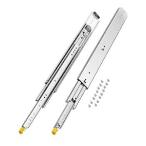 VEVOR 1 Par de Correderas Dobles para Cajones de Extensión Completa, Carga de 226,8 kg, Rodamiento de Bolas con Riel Deslizante para Cajones de Montaje Lateral con Bloqueo, 743 x 76 x 19,5 mm