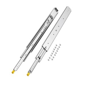 VEVOR 1 Par de Correderas Dobles para Cajones de Extensión Completa, Carga de 226,8 kg, Rodamiento de Bolas con Riel Deslizante para Cajones de Montaje Lateral con Bloqueo, 843 x 76 x 19,5 mm