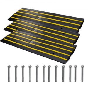 VEVOR Rampa de Umbral 6,5 ??cm 3 Piezas Rampas de Goma para Acera Carga 15 T Rampa de Acceso para Sillas de Ruedas Antideslizante Extensible para Carga de Muelle Entrada de Garaje 122x40,5x6,5 cm