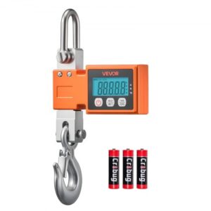 VEVOR Báscula Colgante Digital Carga Máxima 500 kg Resolución 100 g con Tara, Pantalla LCD, Aluminio Fundido, Retención de Pico Datos, Escala Digital de Grúa Portátil para Taller Pesca Almacén Granja