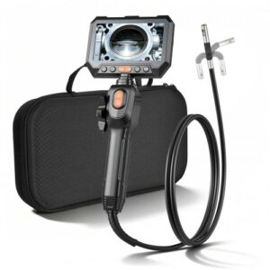 VEVOR Endoscopio Cámara de Inspección de Doble Cámara Articulado 180° con Pantalla Dividida IPS, Sonda de 8 mm, Cable de 1,5 m, 5000 mAh, 32 GB, Zoom Multinivel, para Motores, Automoción y Fontanería