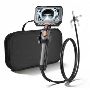 VEVOR Endoscopio Cámara de Inspección de Doble Cámara Articulado 180° con Pantalla Dividida IPS, Zoom Multinivel, Cable de 1,5 m, Sonda de 6,2 mm, 5000 mAh, 32 GB, para Motores Fontanería y Automoción